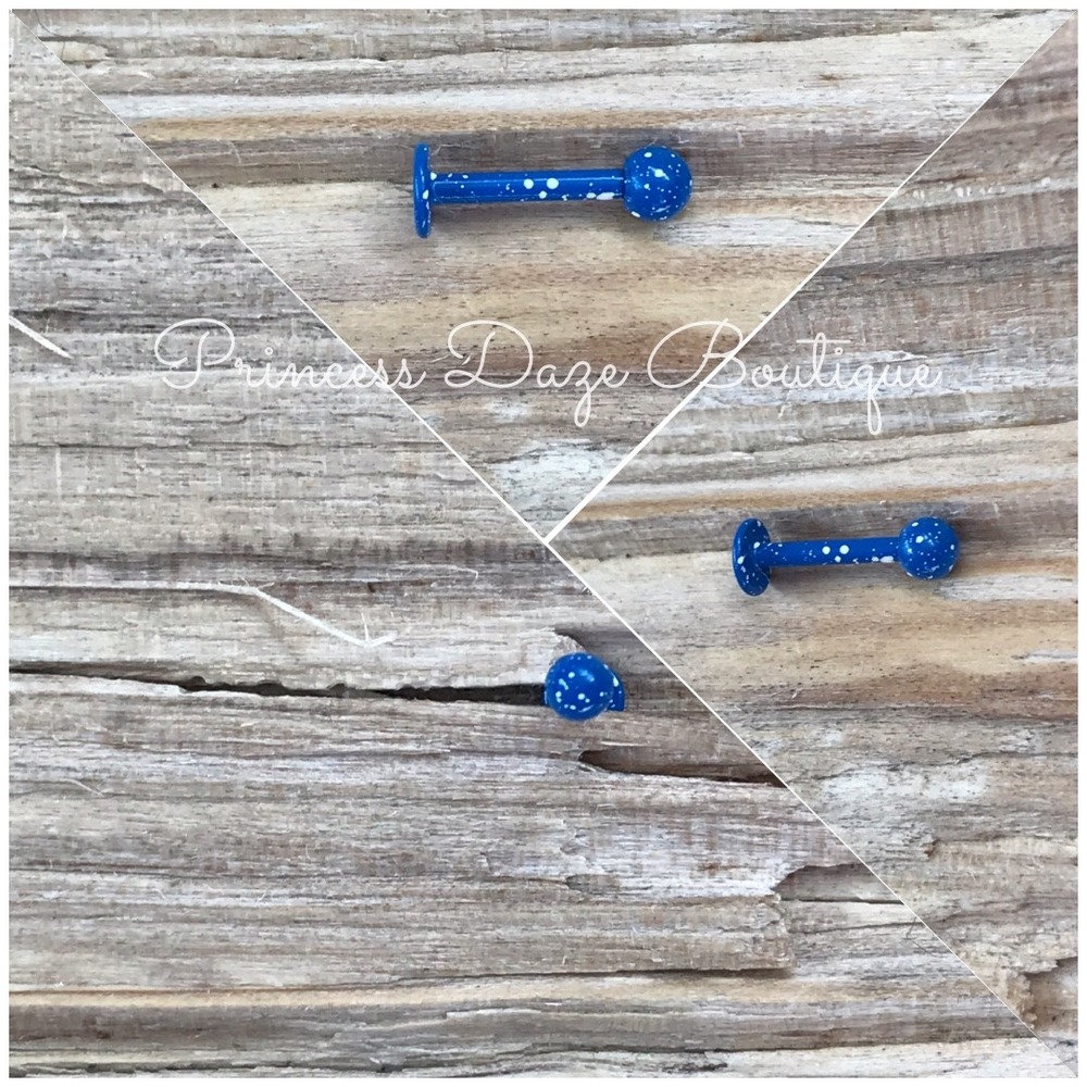 Blue Paint Splatter Labret Monroe Lip Tragus Piercing